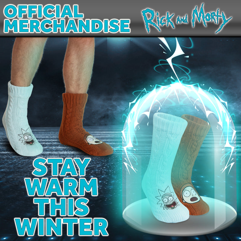 RICK AND MORTY Fluffy Socks for Men  - Rust & Blue - Get Trend