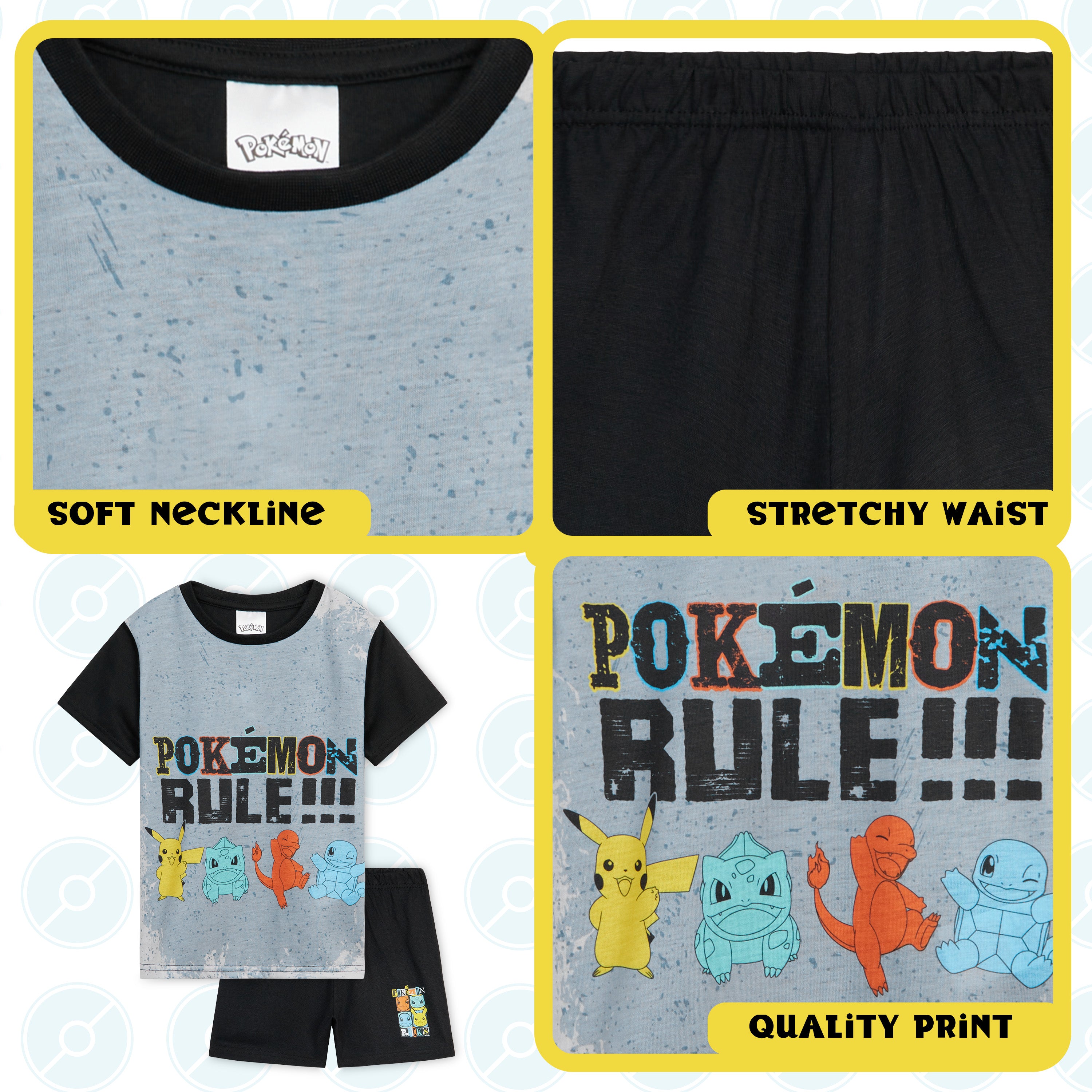 Pokemon Pyjamas for Boys, Pokemon  T-Shirt and Shorts Nightwear for Boys - Get Trend