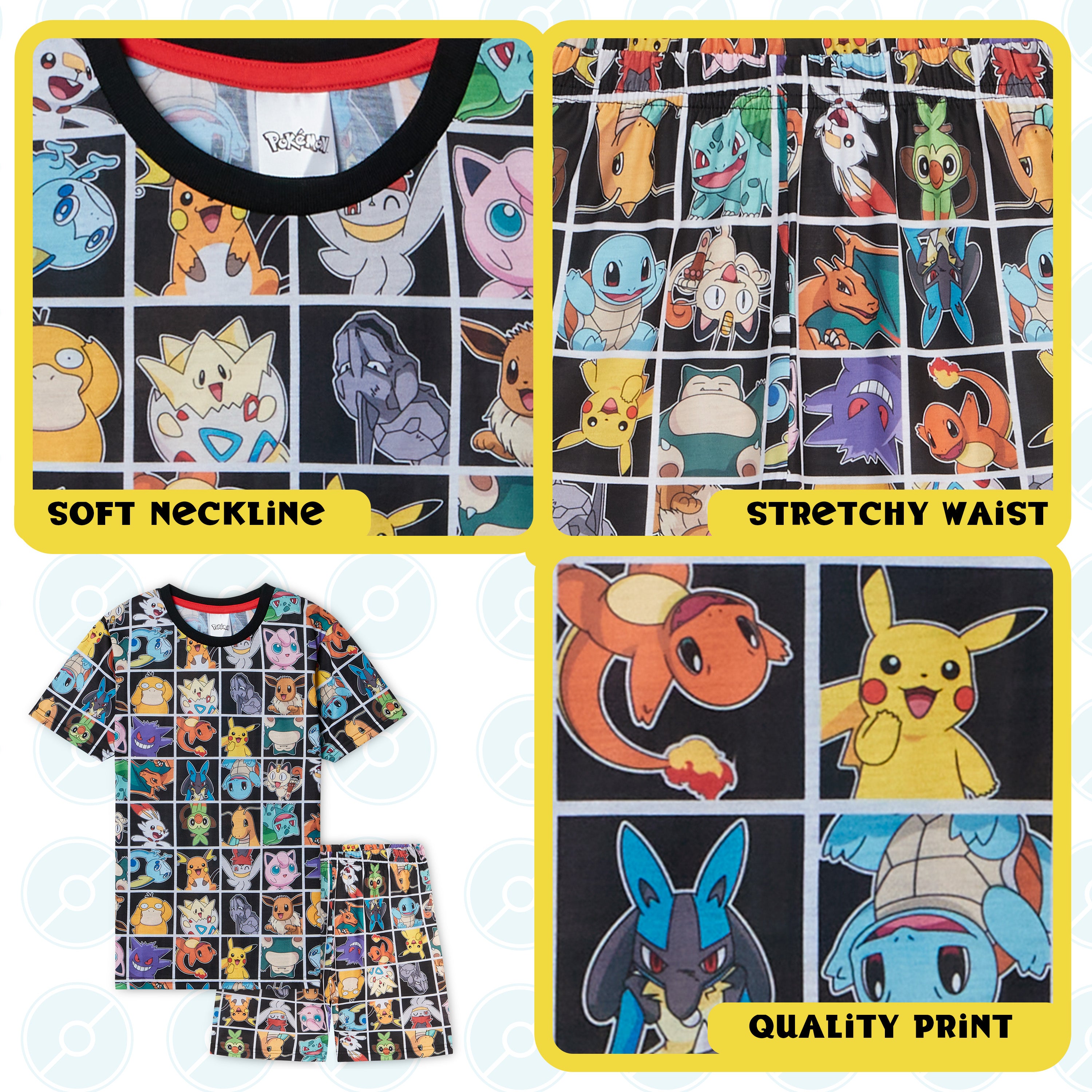 Pokemon Boys Pyjamas for Kids, T-Shirt and Shorts Summer PJs for Boys - Get Trend