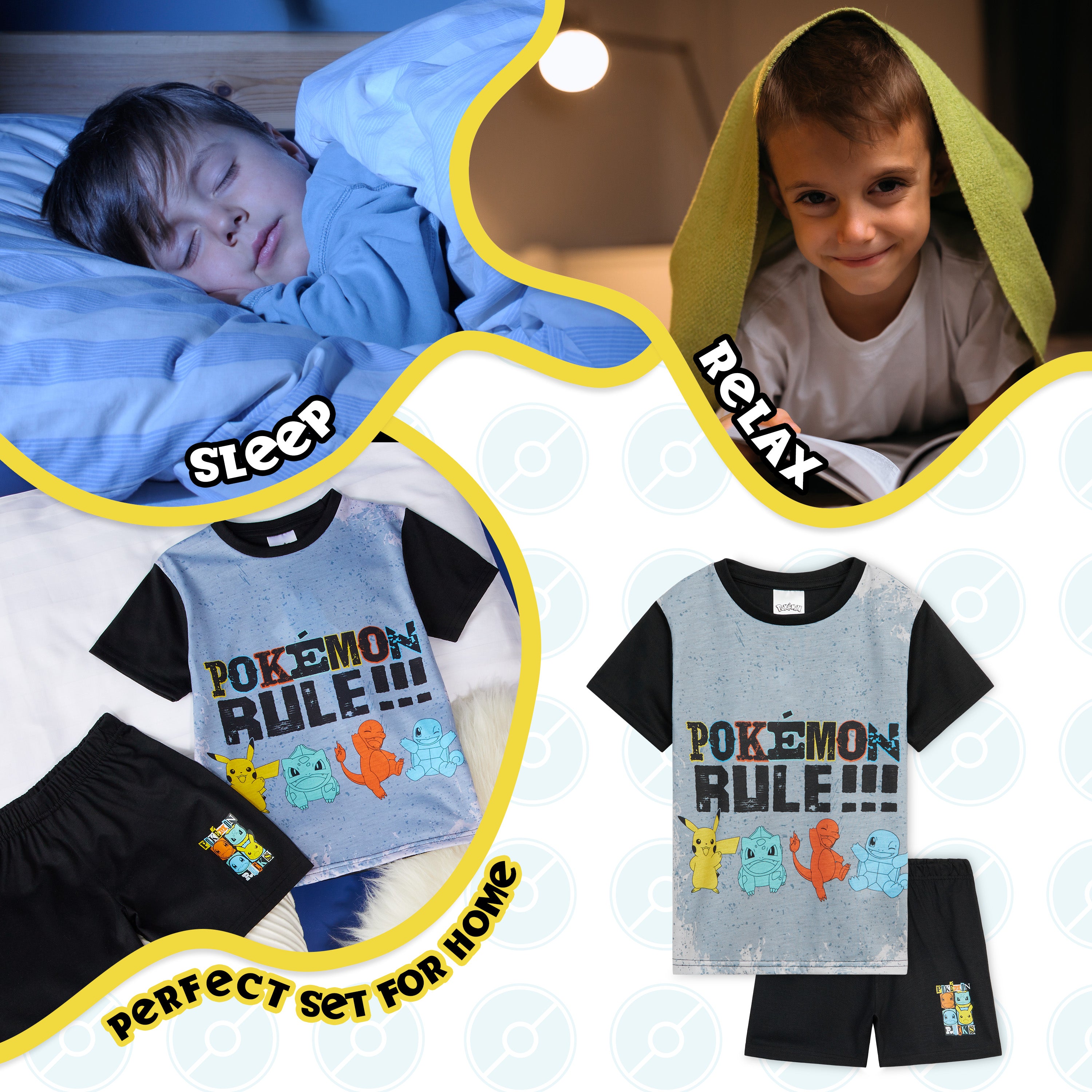 Pokemon Pyjamas for Boys, Pokemon  T-Shirt and Shorts Nightwear for Boys - Get Trend