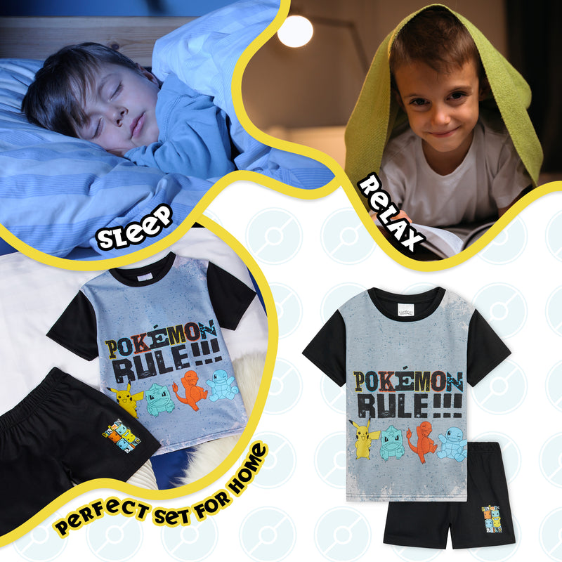 Pokemon Pyjamas for Boys, Pokemon  T-Shirt and Shorts Nightwear for Boys