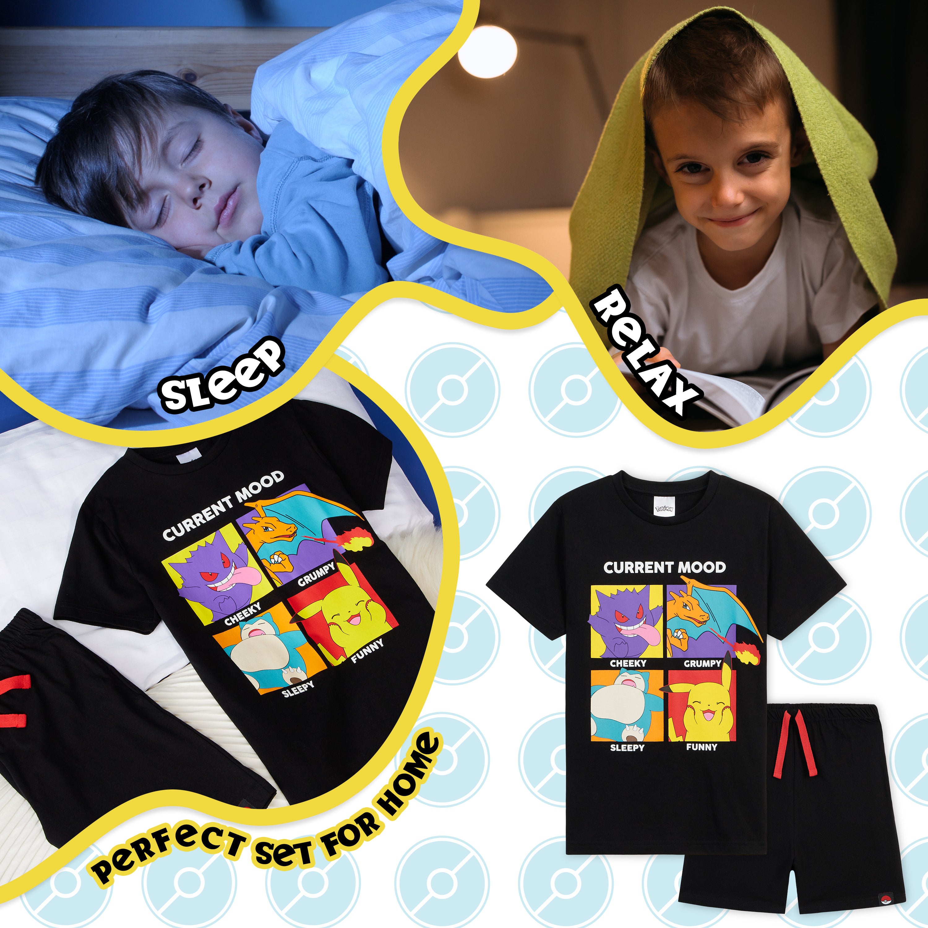 Pokemon Pyjamas for Kids,  T-Shirt and Shorts Summer PJs for Boys - Get Trend