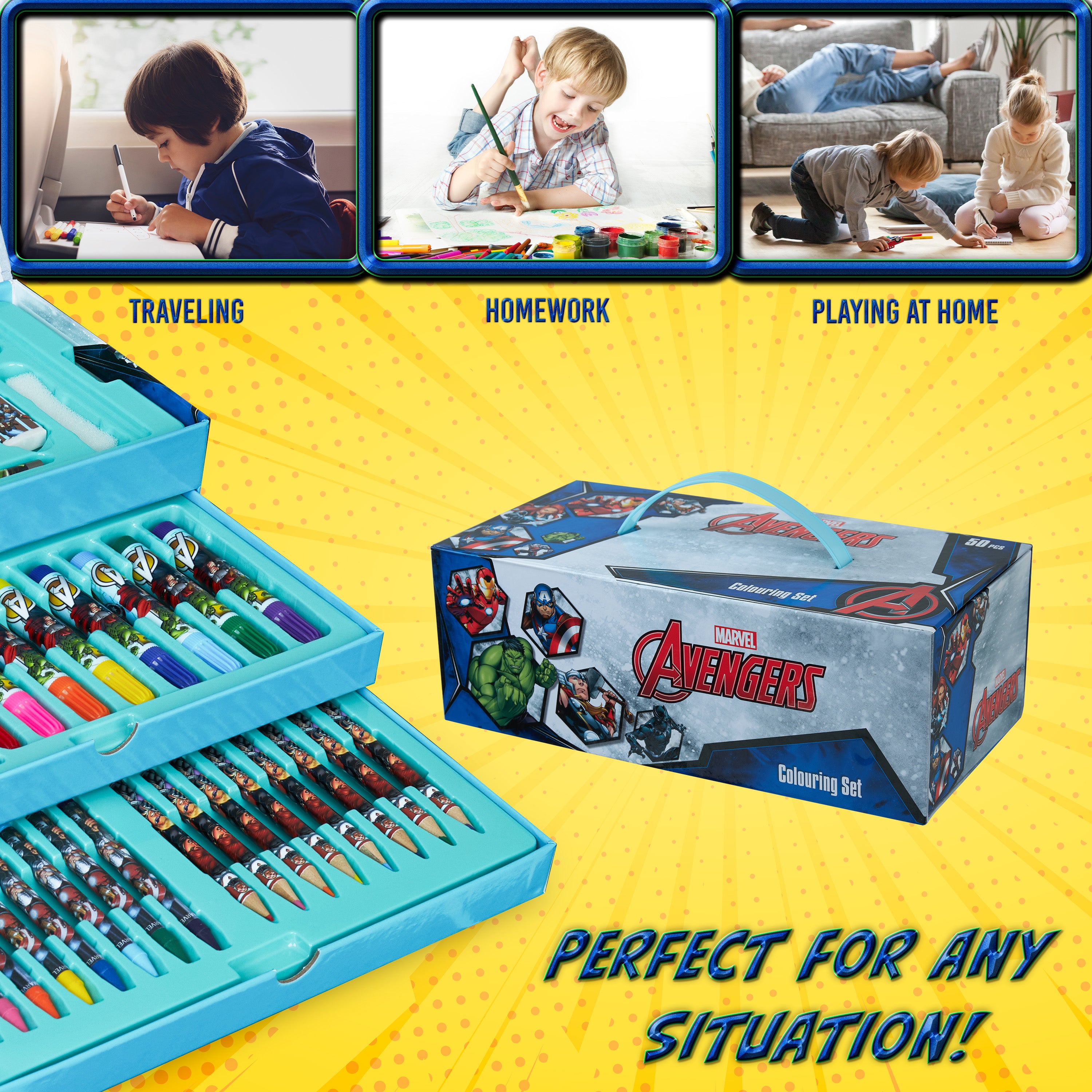 Marvel Art Supplies for Kids Art Set, Avengers Painting Colouring Sets for Children - Get Trend