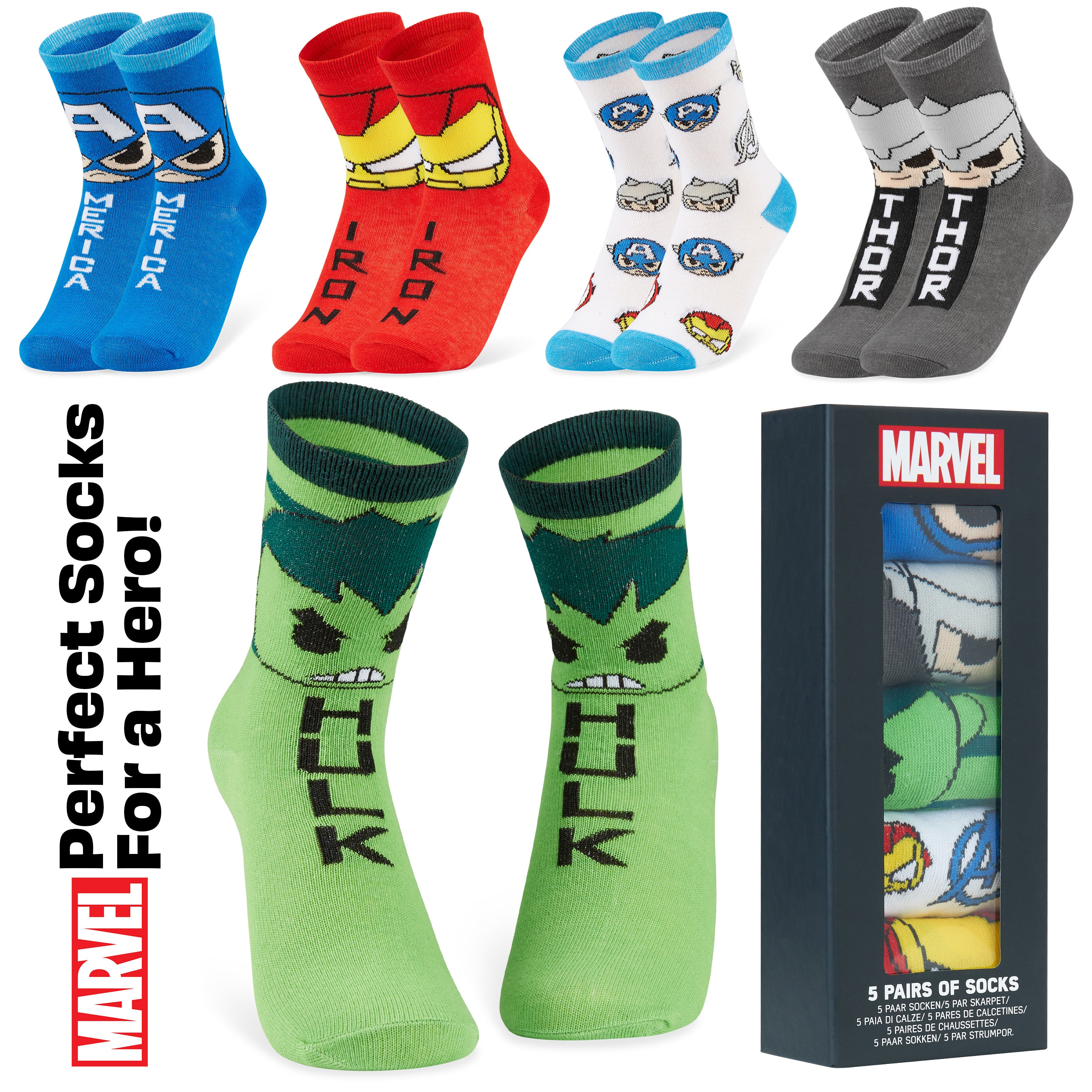 Marvel Spiderman Socks Boys 5 Pack Teens Soft Calf Length Socks - Get Trend
