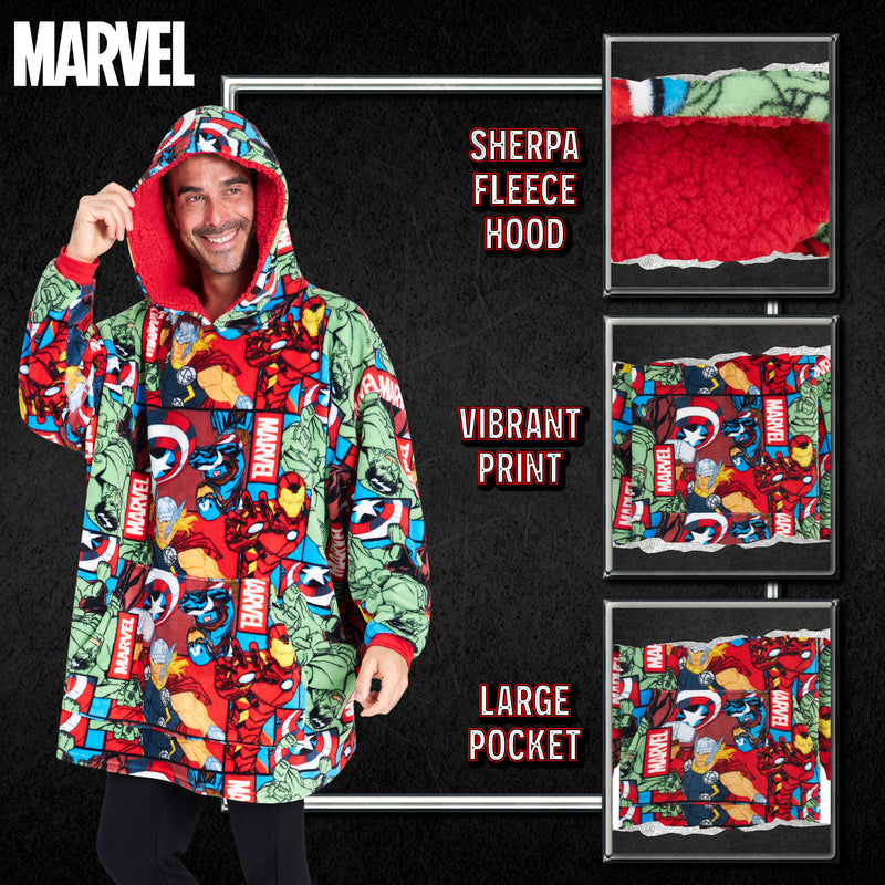 Marvel Oversized Hoodie Blanket for Men -  Marvel AOP - Get Trend