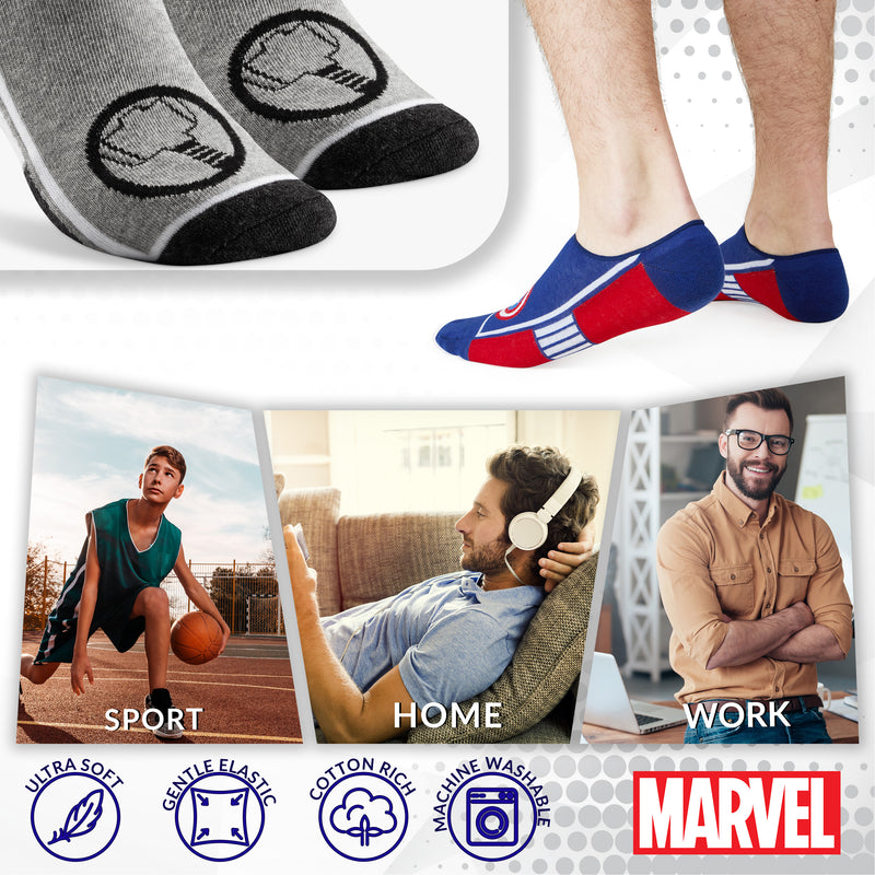 Marvel Mens Socks, Marvel No Show Socks for Men