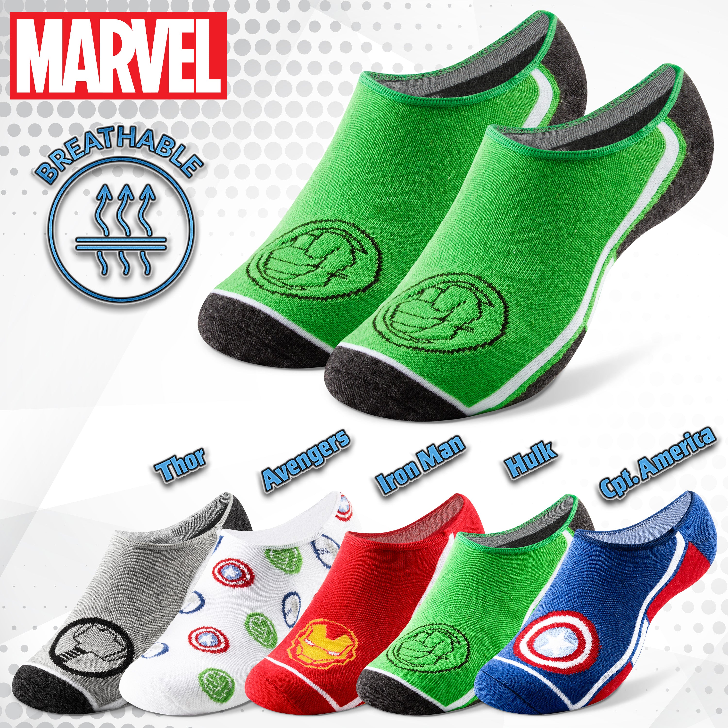 Marvel Boys No-Show Socks – Pack of 5 Avengers 1