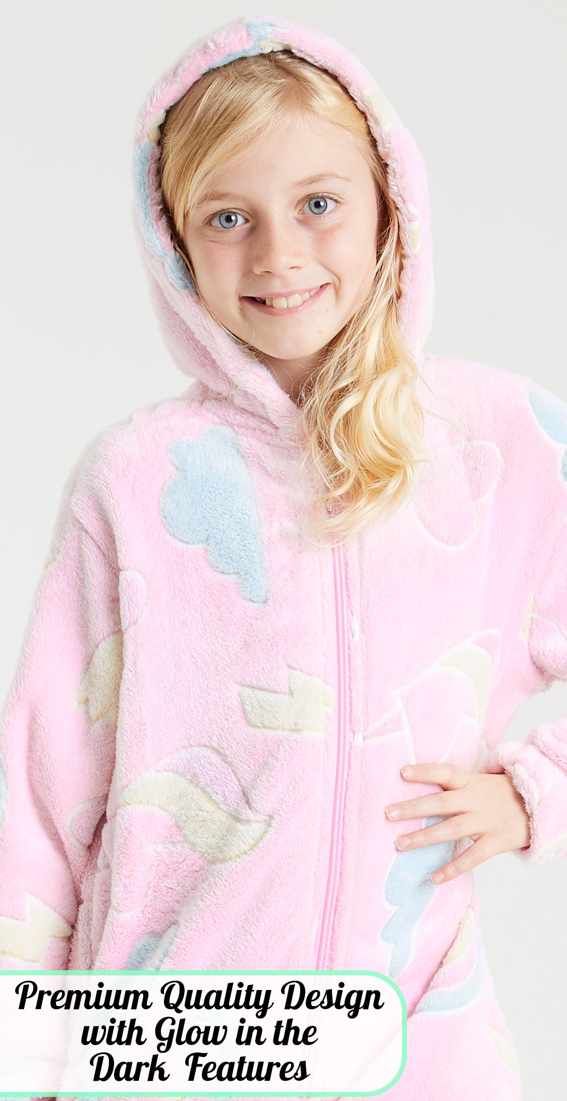 CityComfort Glow in The Dark Onesie Kids Onesies for Girls Rainbow Unicorn Pyjamas - Get Trend