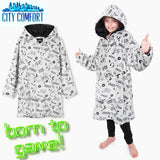 CityComfort Hoodie Blanket for Kids & Teenagers Fleece Wearable Blanket Warm Gamer Football Oversized Hoodie with Sherpa Hood Loungewear Gaming Gifts - Get Trend