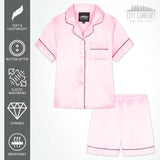 CityComfort Girls Short Pyjama Sets - Satin, Button Down 2 Piece Set - Get Trend