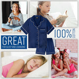 CityComfort Girls Pyjamas for Kids & Teenagers Summer Nightwear Sets Button Down Satin