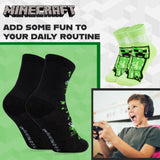 Minecraft Boys Calf Socks, Soft Breathable Creeper Socks Multipack - Gifts for Gamers