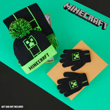 Minecraft Beanie Winter Accessories Set Boys Teens, 3pcs Hat Scarf Gloves, Warm Knit