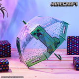 Minecraft Stick Umbrella for Kids, Transparent Clear Dome with J-Shaped Handle