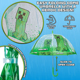 Minecraft Stick Umbrella for Kids, Transparent Clear Dome with J-Shaped Handle