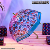Minecraft Stick Umbrella for Kids, Transparent Clear Dome with J-Shaped Handle