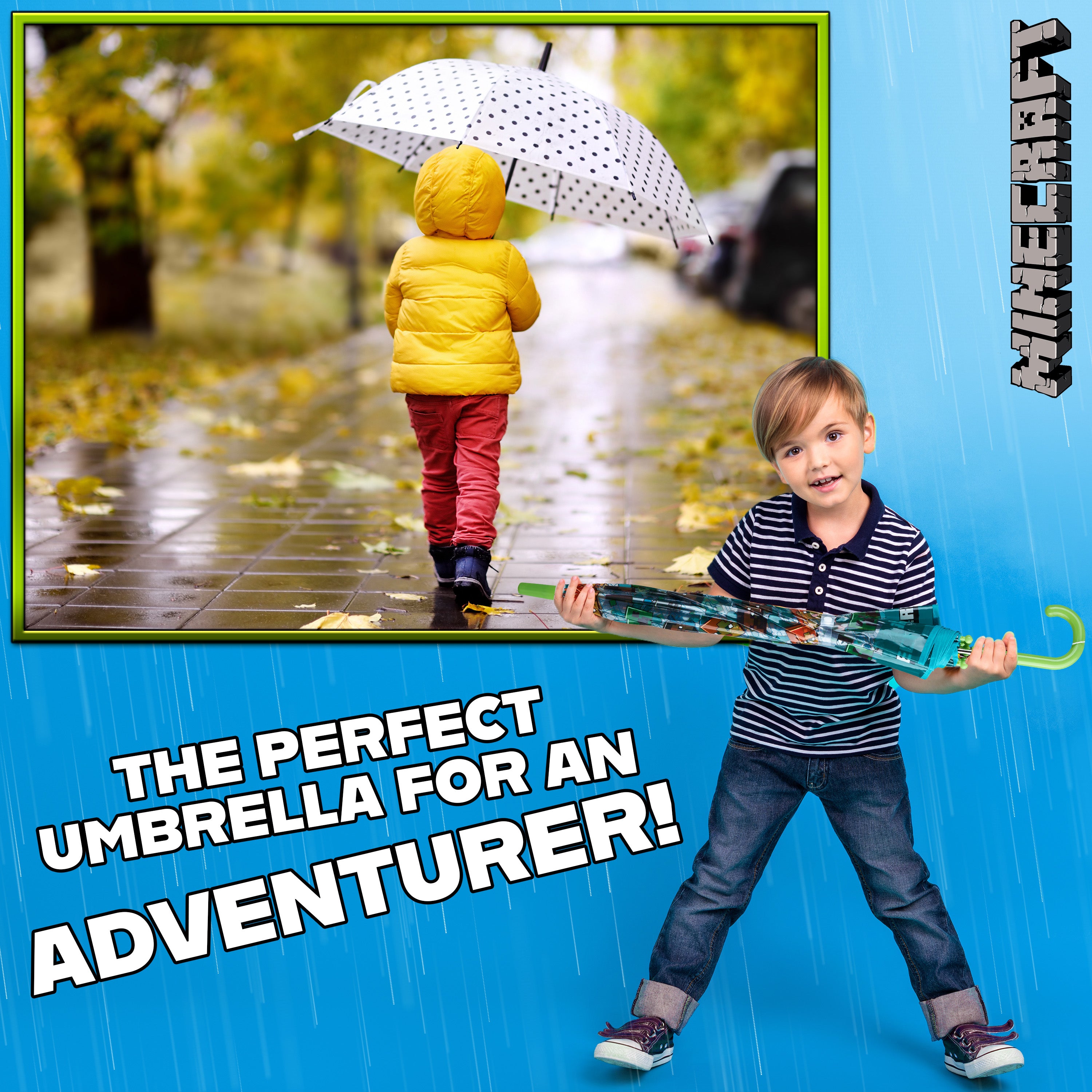 Minecraft Umbrella Kids Clear Dome Folding Umbrella - Get Trend