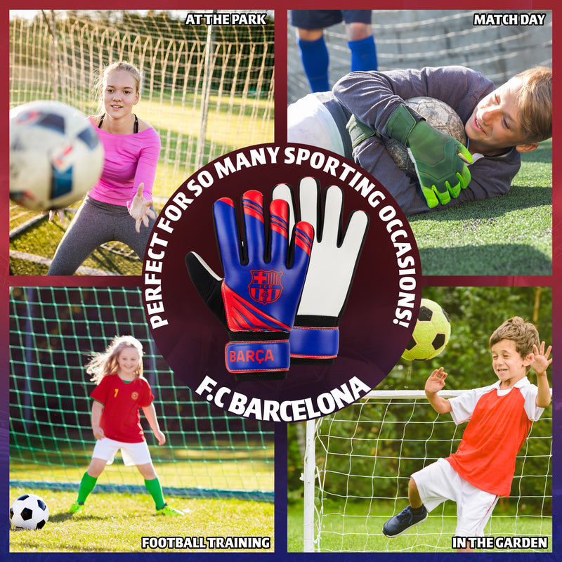 FC Barcelona Goalkeeper Gloves for Kids and Teenagers - Size 5 - Get Trend