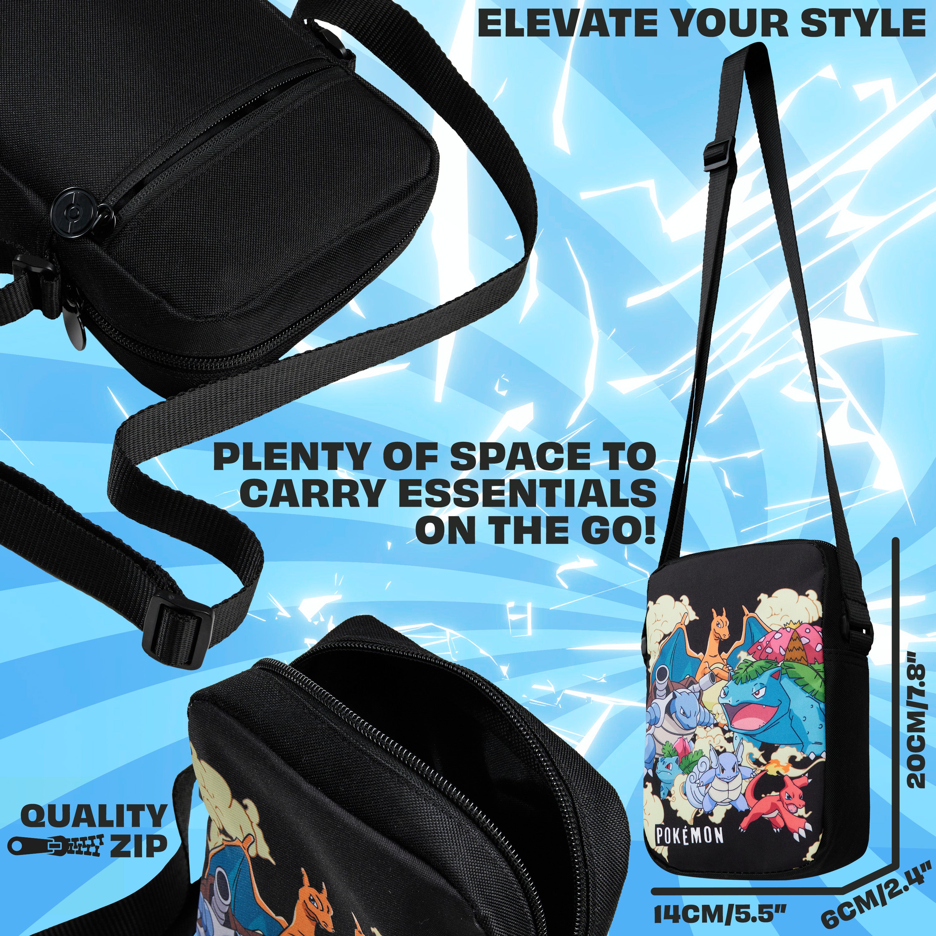 Pokemon Shoulder Bag for Kids & Teens Anime Cross Body Bag Pikachu Gengar Small Bag for Shopping Travel Holiday School for Phone Wallet Gifts for Kids - Get Trend