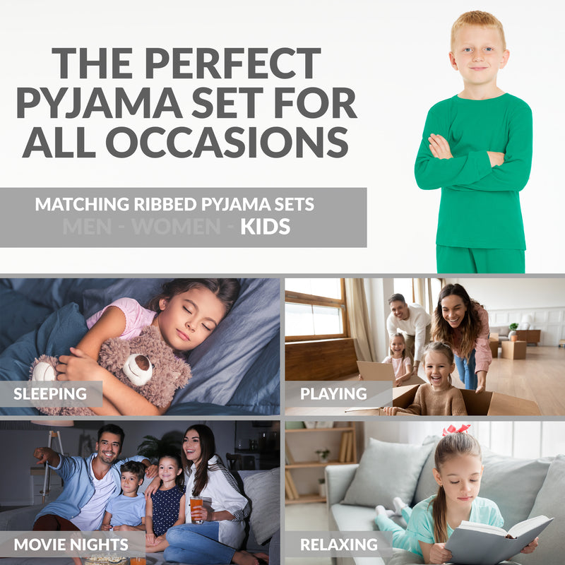 CityComfort Ribbed Pyjamas for Kids - Matching PJs for Family - Get Trend