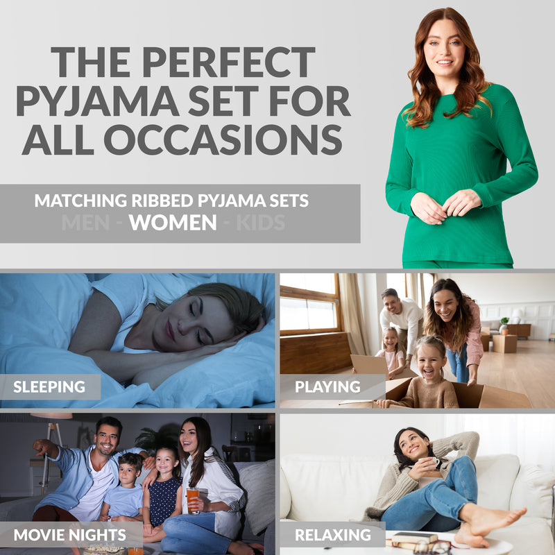 CityComfort Ribbed Pyjamas for Women - Matching PJs for Family - Get Trend