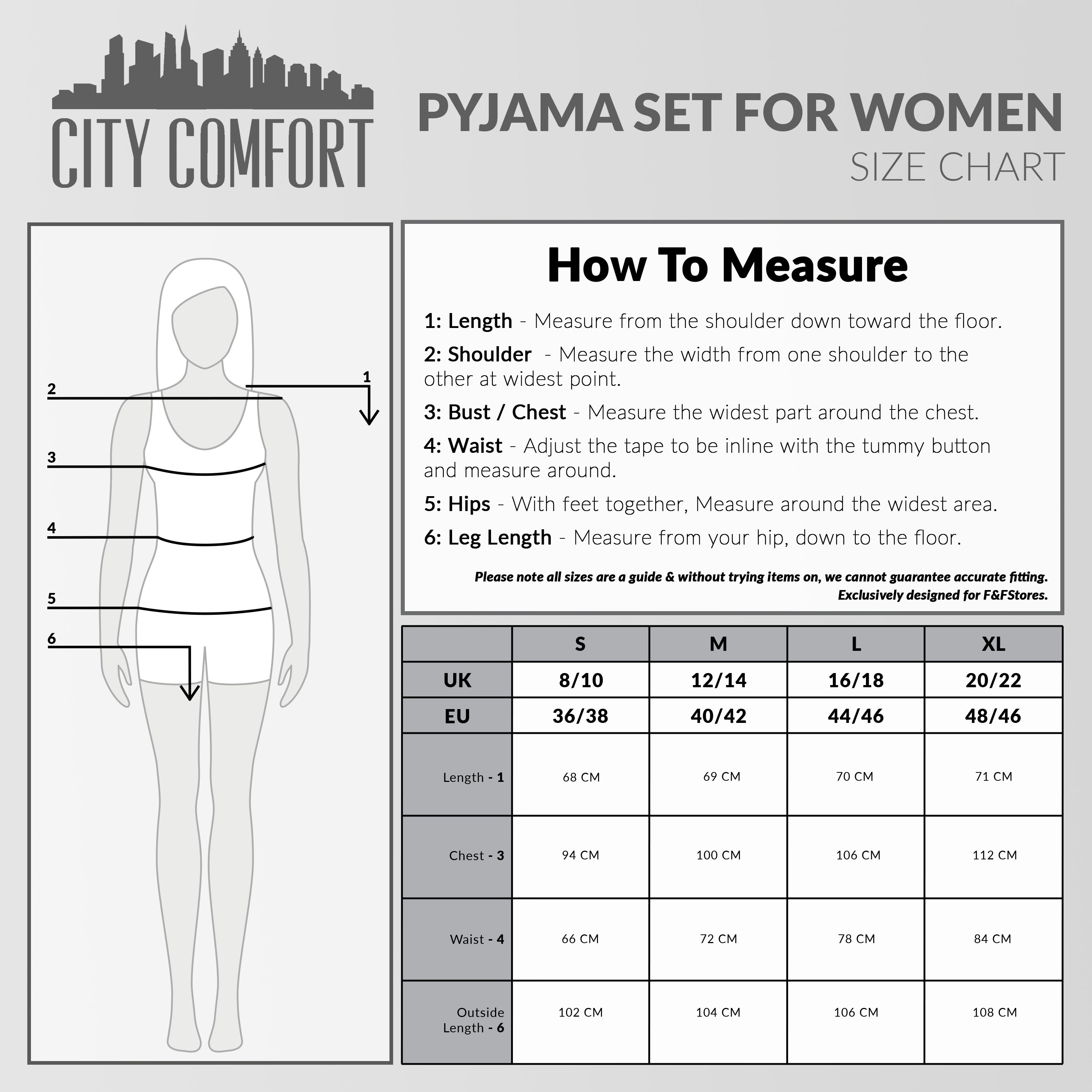 CityComfort Ribbed Pyjamas for Women - Matching PJs for Family - Get Trend