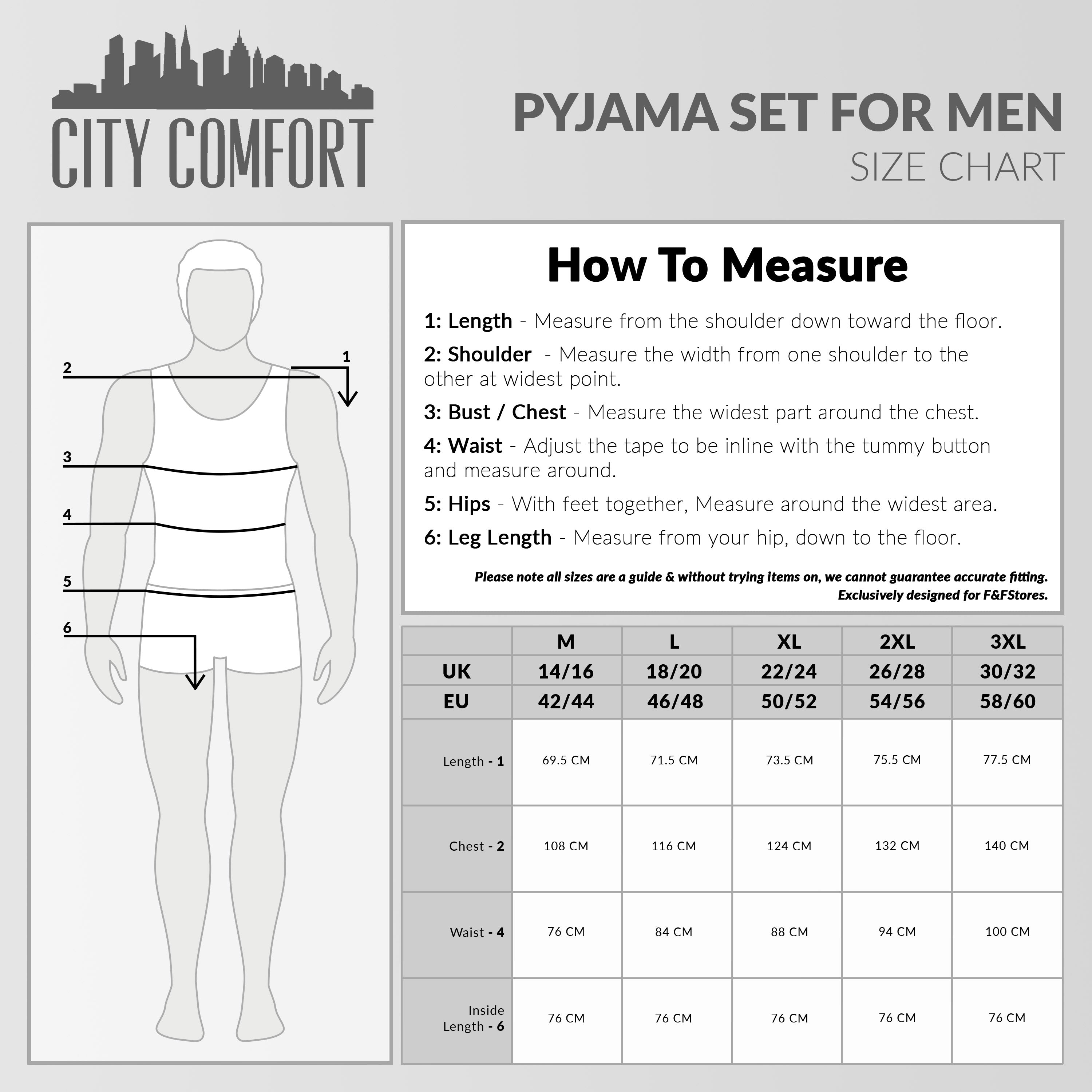 CityComfort Ribbed Pyjamas for Men -Matching PJs for Family - Get Trend