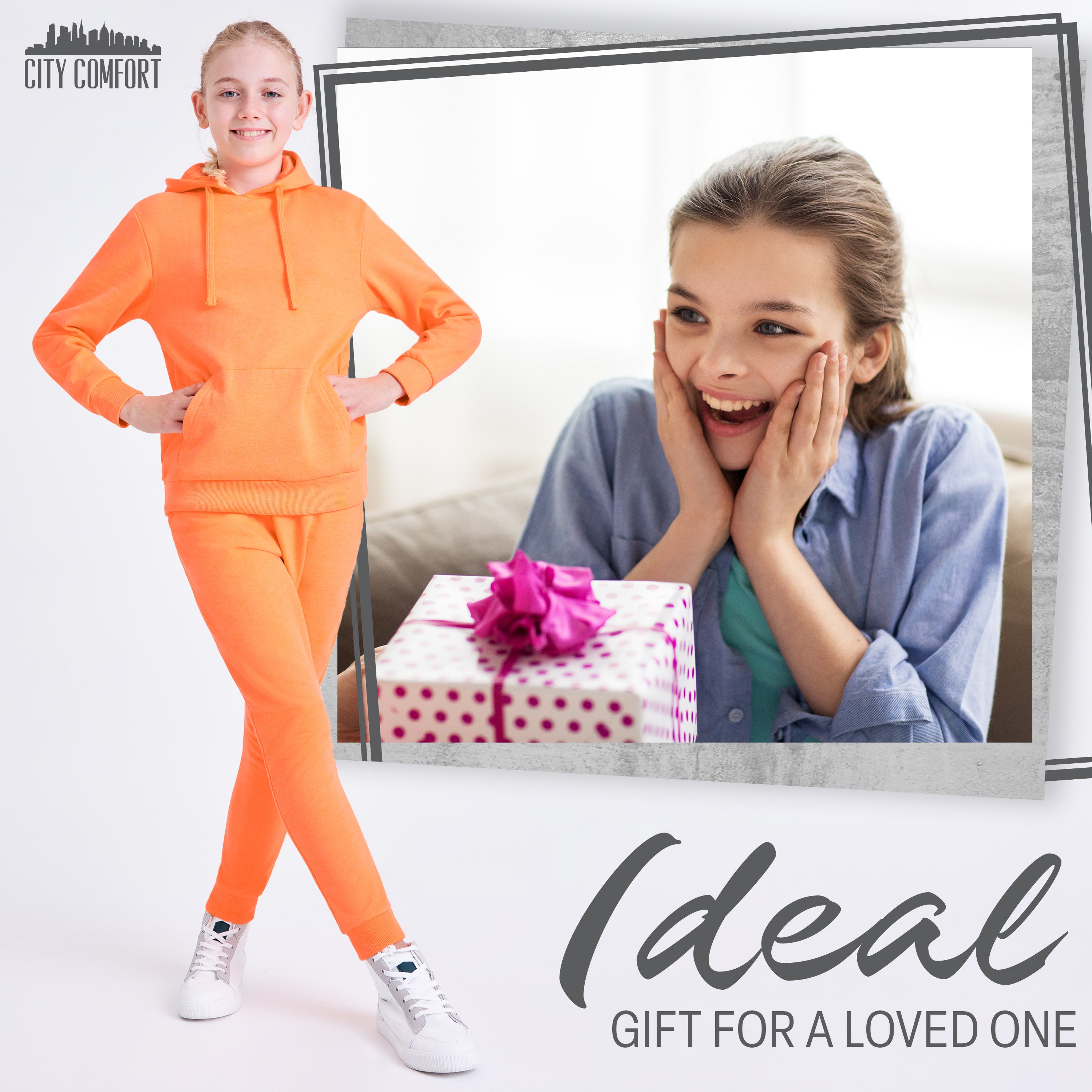 CityComfort Girls Tracksuit Set 2 Piece Jogging Bottoms and Hoodie Loungewear - Get Trend