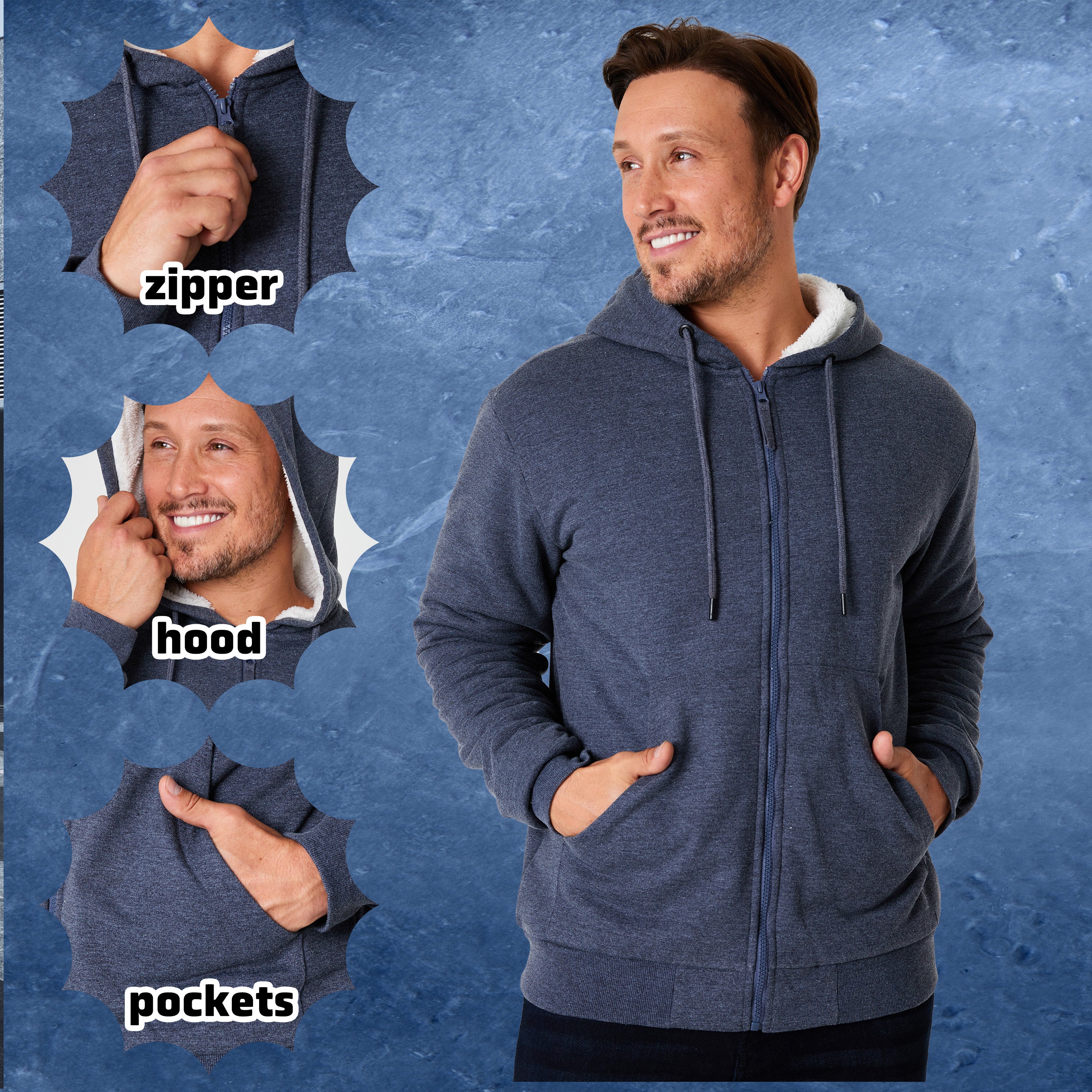 CityComfort Mens Hoodie with Fleece Lining - Zip for Hoodie Men - Get Trend