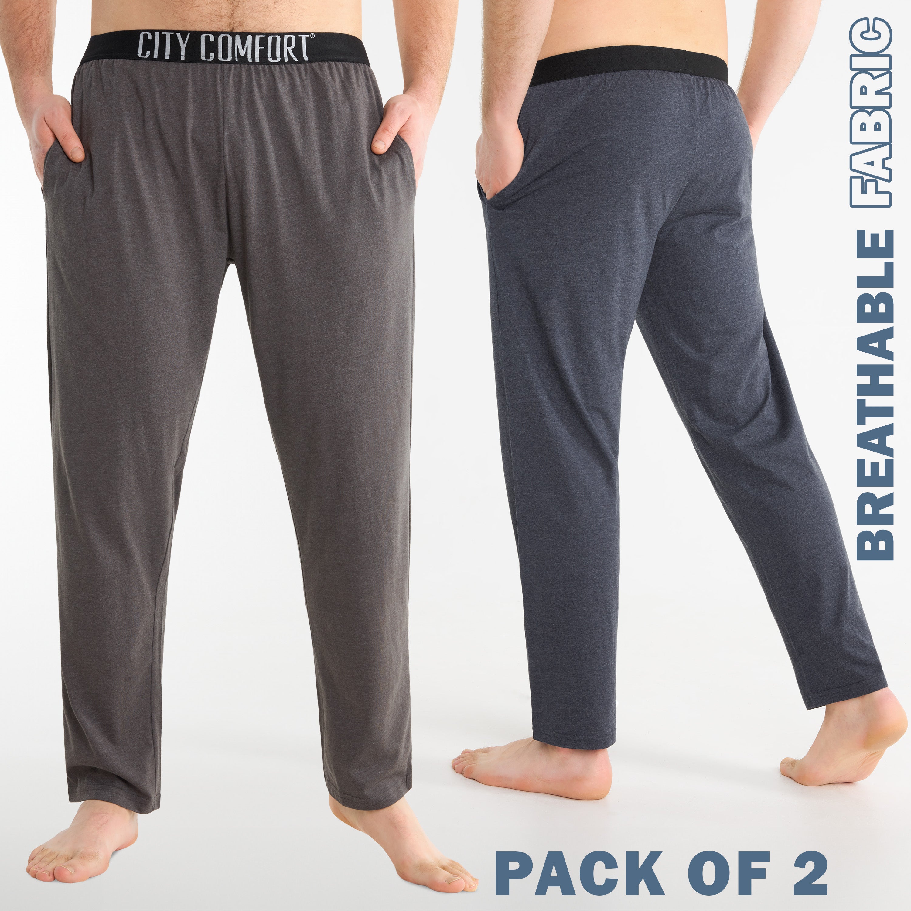 CityComfort Mens Pyjama Bottoms - Elasticated Waist - Get Trend