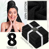 CityComfort Towel Set of 8, 100% Cotton 550GSM Absorbent Bathroom Towels Various Sizes