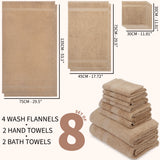 CityComfort Towel Set of 8, 100% Cotton 550GSM Absorbent Bathroom Towels Various Sizes