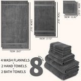 CityComfort Towel Set of 8, 100% Cotton 550GSM Absorbent Bathroom Towels Various Sizes