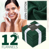 CityComfort Flannels Pack of 12 Face Towels 100% Cotton 550 GSM 30x30cm Highly Absorbent Soft Wash Cloth Household Essentials