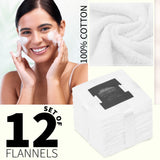 CityComfort Flannels Pack of 12 Face Towels 100% Cotton 550 GSM 30x30cm Highly Absorbent Soft Wash Cloth Household Essentials