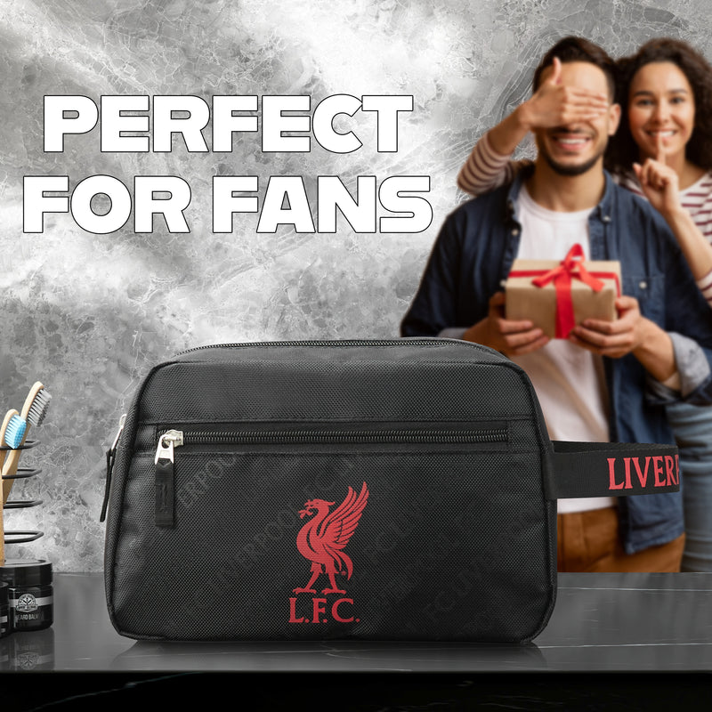 Liverpool F.C. Toiletry Bags for Men, Hanging Wash Bag with Zipped Pocket - Gifts for Him