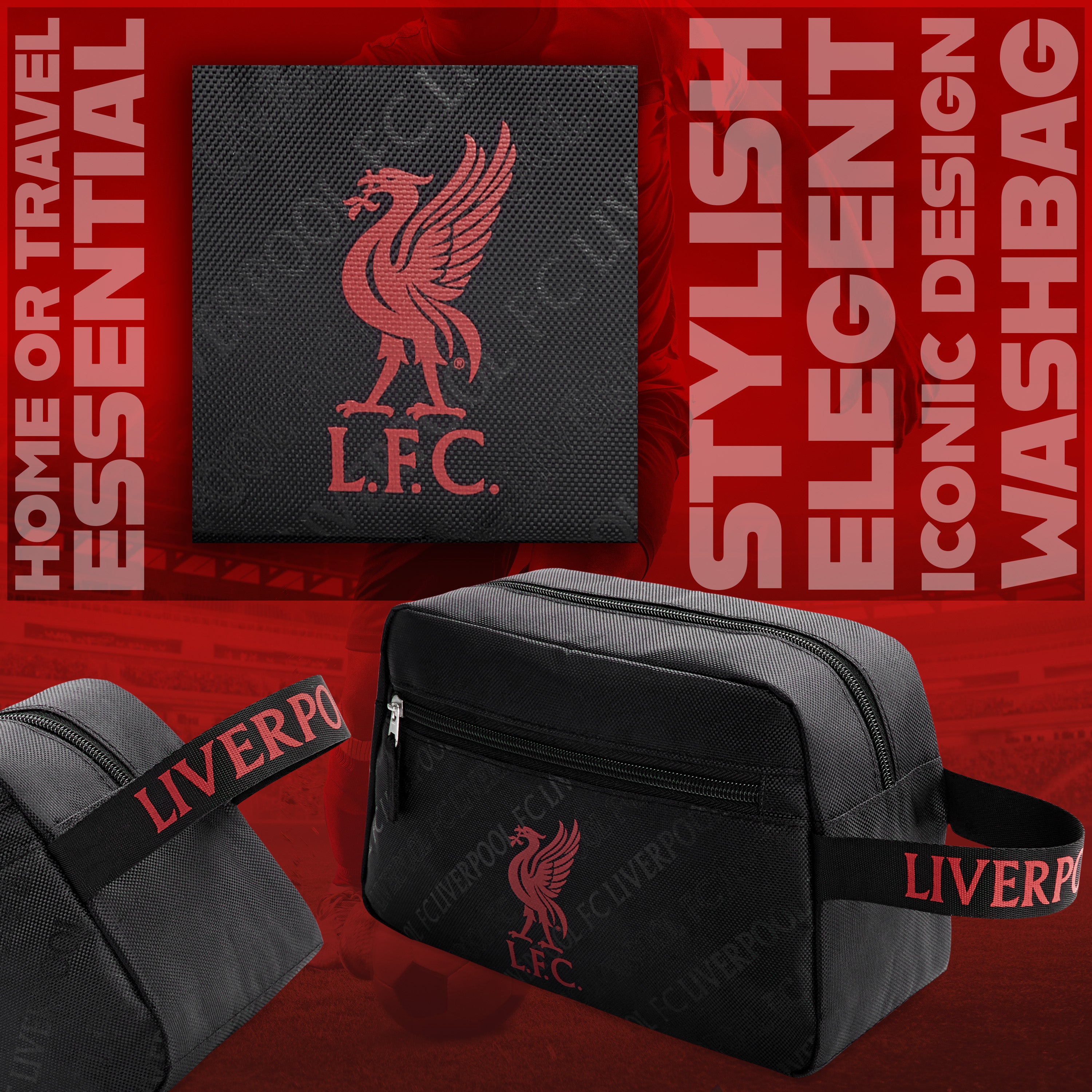 Liverpool F.C. Toiletry Bags for Men, Hanging Travel Wash Bag with Zipped Pockets - Get Trend