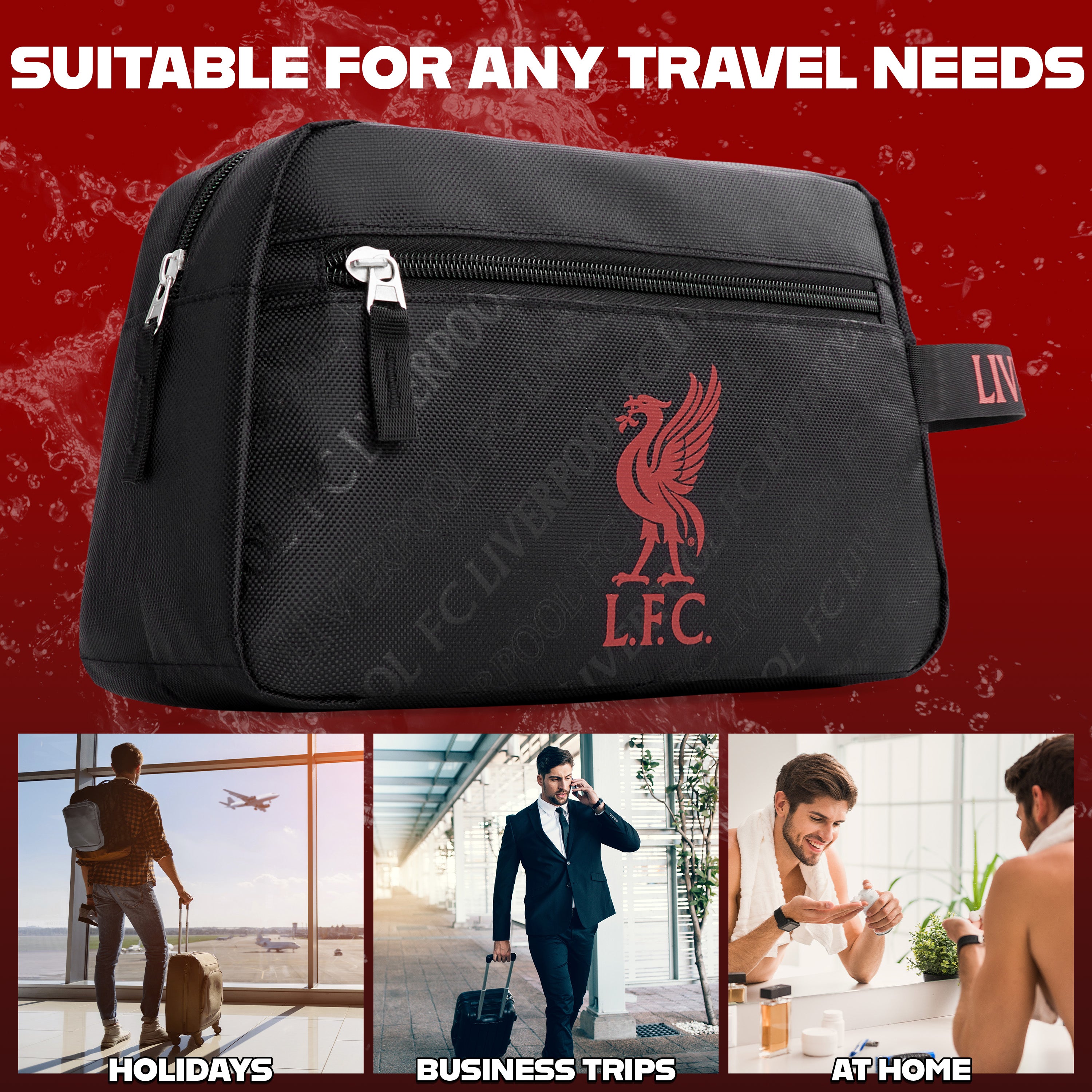 Liverpool F.C. Toiletry Bags for Men, Hanging Travel Wash Bag with Zipped Pockets - Get Trend