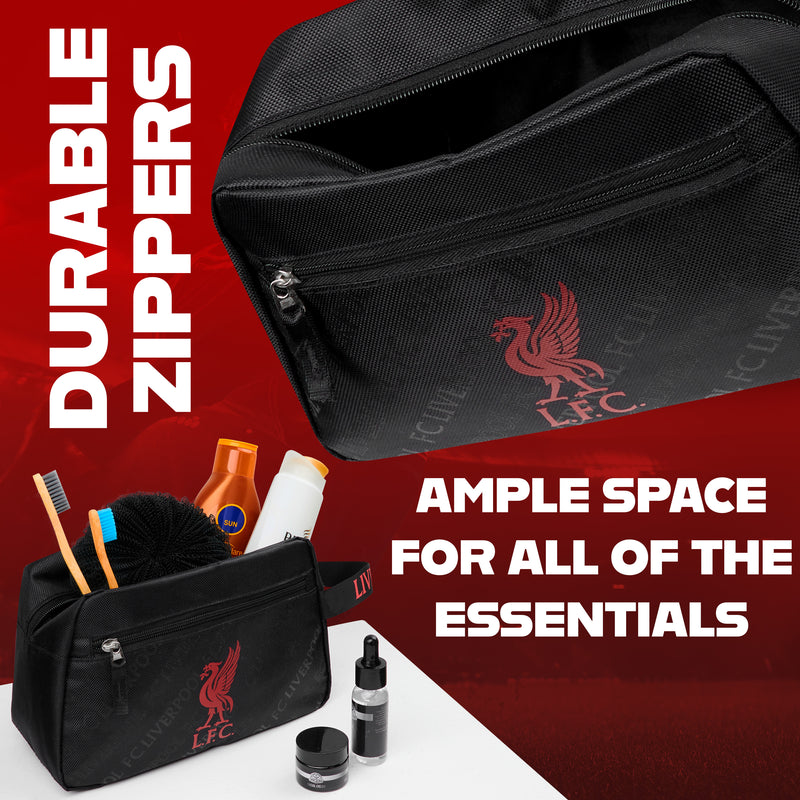 Liverpool F.C. Toiletry Bags for Men, Hanging Wash Bag with Zipped Pocket - Gifts for Him