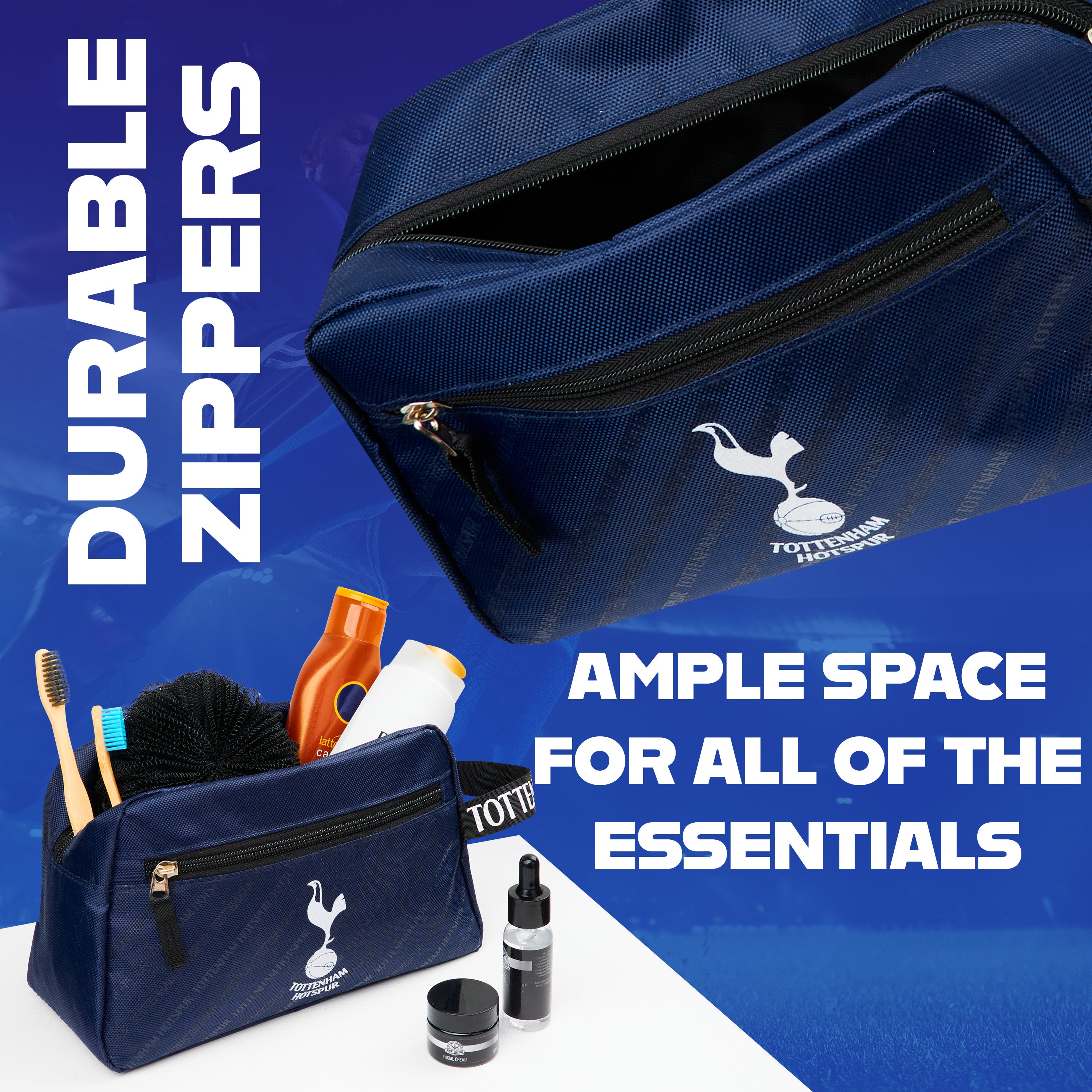 Tottenham Hotspur F.C. Toiletry Bags for Men, Spurs Hanging Travel Wash Bag with Pockets - Get Trend