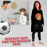 Manchester United FC Fleece Hoodie Blanket for Boys Teenagers One Size Kids Oversized Hoodie Man United Gifts for Boys