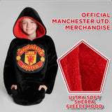 Manchester United FC Fleece Hoodie Blanket for Boys Teenagers One Size Kids Oversized Hoodie Man United Gifts for Boys