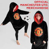 Manchester United FC Fleece Hoodie Blanket for Boys Teenagers One Size Kids Oversized Hoodie Man United Gifts for Boys