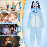 Bluey Boys Fleece Onesie with Hood, Cosy Loungewear - Gifts for Boys