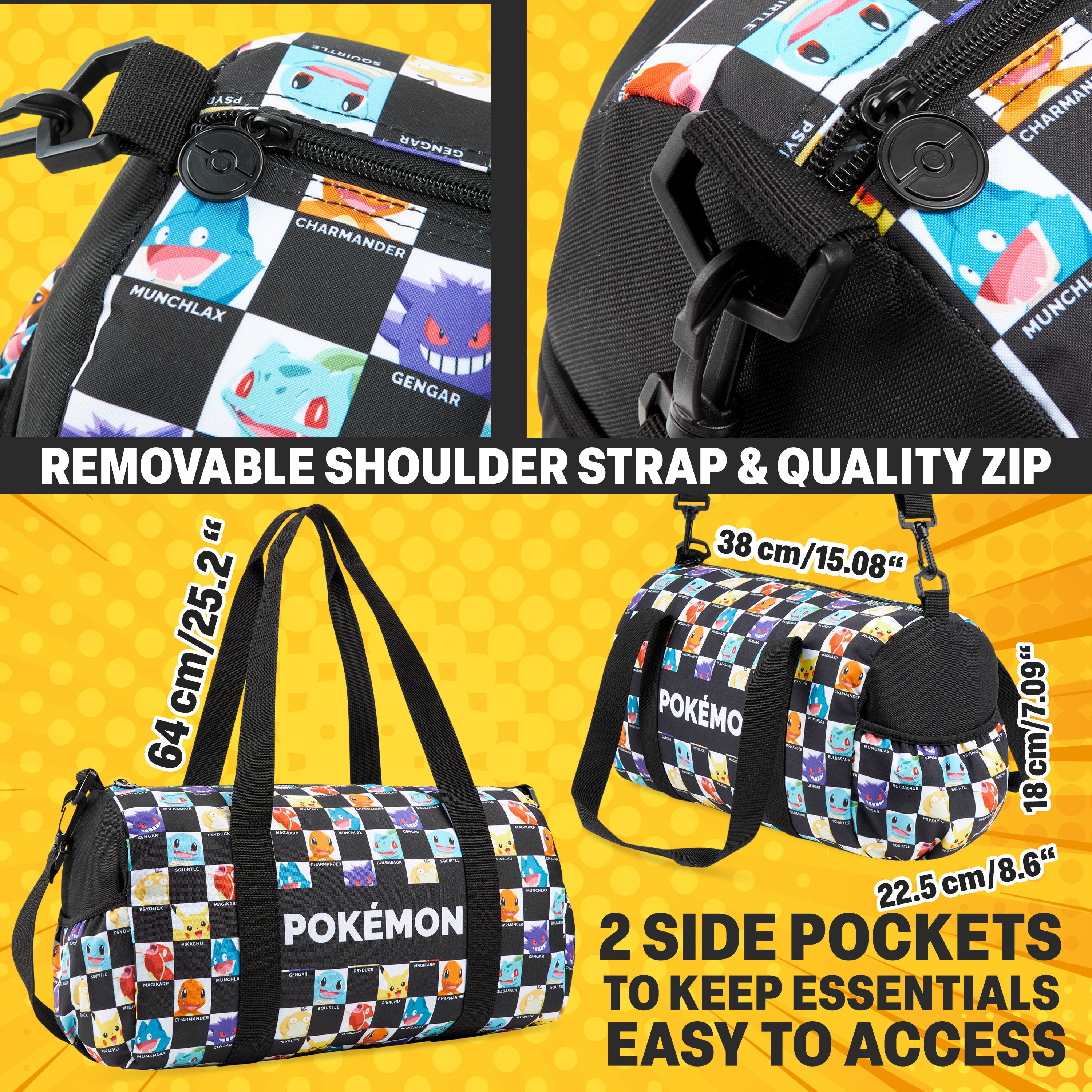 Pokemon Duffle Bag for Kids & Teenagers Pikachu Bag Spacious Overnight Football Kit Weekend Anime Travel Bag for Holiday Sports PE Travel Essentials - Get Trend