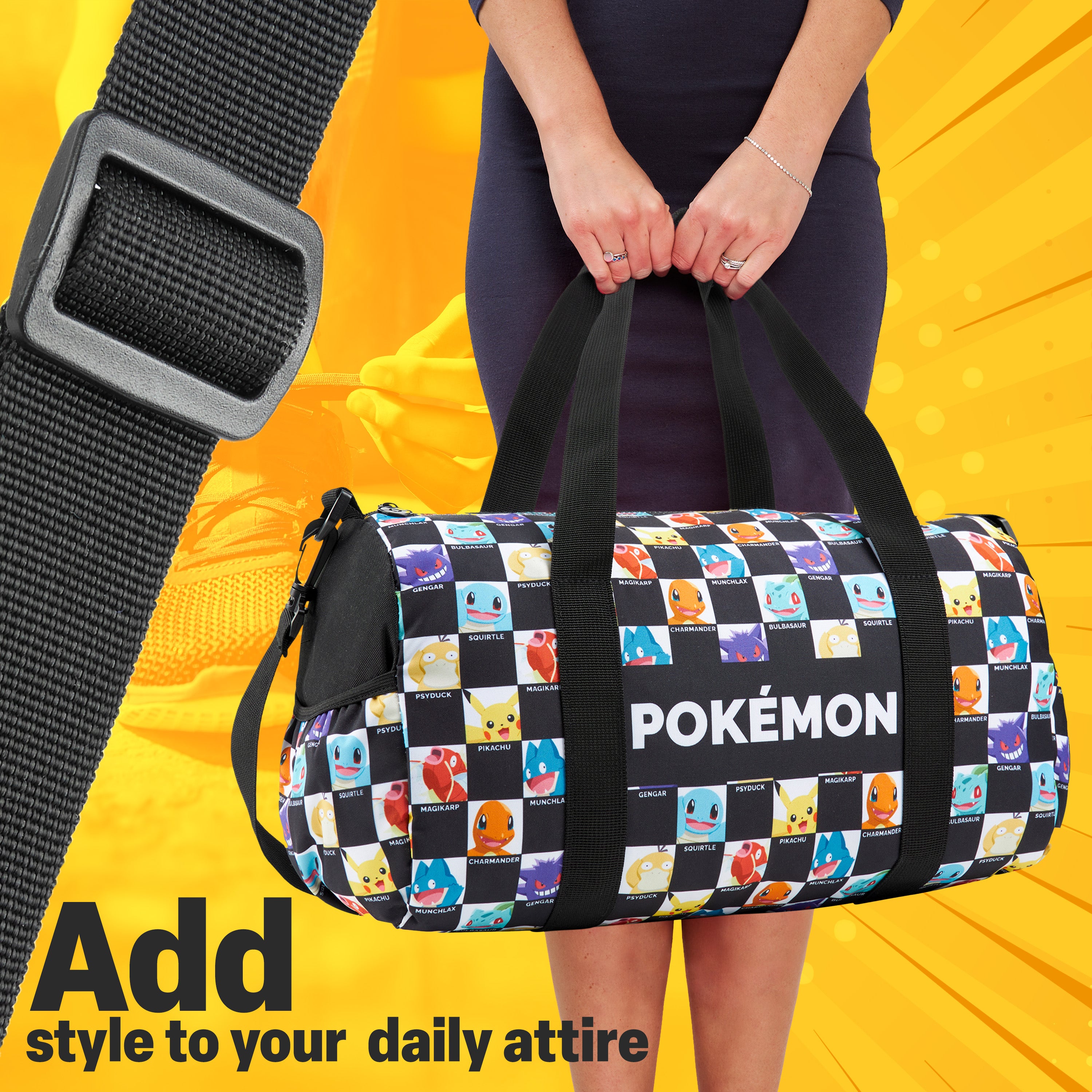 Pokemon Duffle Bag for Kids & Teenagers Pikachu Bag Spacious Overnight Football Kit Weekend Anime Travel Bag for Holiday Sports PE Travel Essentials - Get Trend