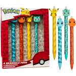 Pokemon Pens Set of 4 Erasable Pens Pikachu School Supplies Stationery Set Ballpoint Pens with Blue Ink Anime Gifts for Kids - Get Trend