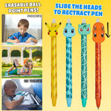 Pokemon Pens Set of 4 Erasable Pens Pikachu School Supplies Stationery Set Ballpoint Pens with Blue Ink Anime Gifts for Kids - Get Trend