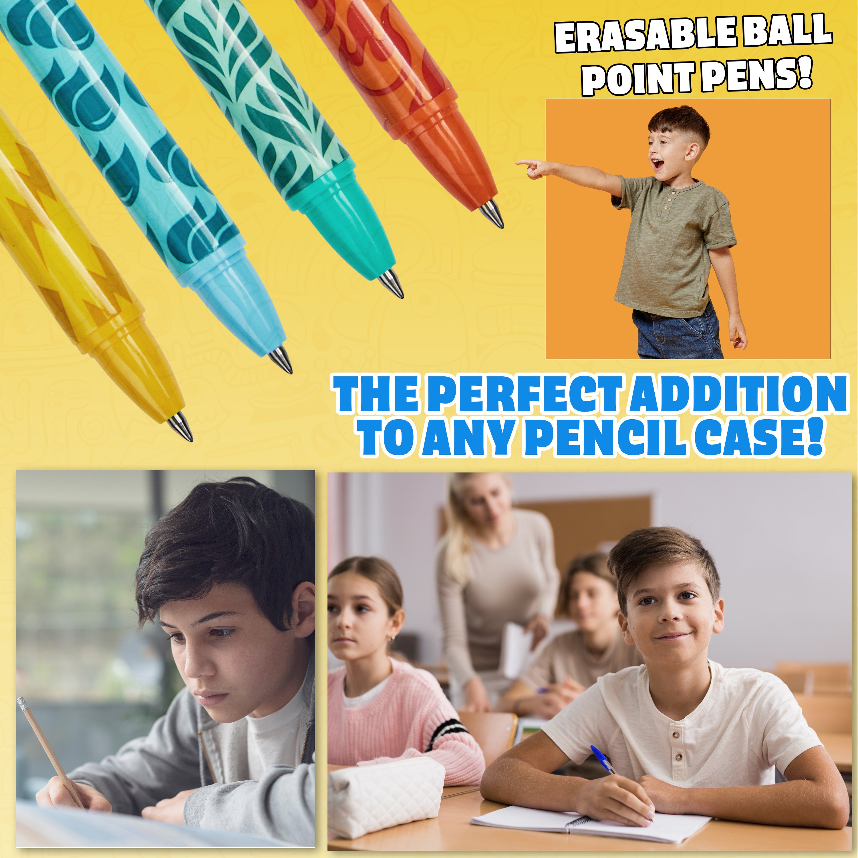 Pokemon Pens Set of 4 Erasable Pens Pikachu School Supplies Stationery Set Ballpoint Pens with Blue Ink Anime Gifts for Kids - Get Trend