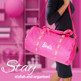 Barbie Duffel Bag, Spacious Weekend Bag with Zipped Pockets for Travel and Gym